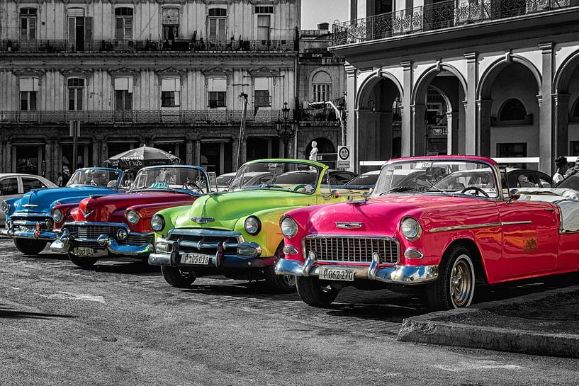Bunte Oldtimer Havanna Kuba Classic Cars Colorkey von Carina Buchspies