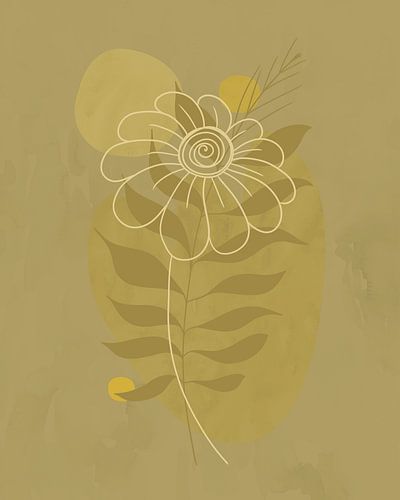 Minimalist illustration of a flower in green and yellow