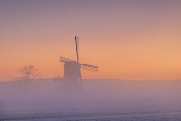 Niederländische Polderlandschaft bei Sonnenaufgang