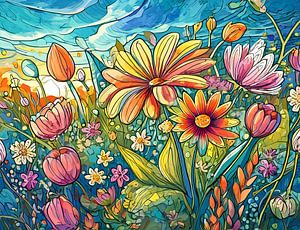 Sommerblumen-Fantasie von Kees van den Burg
