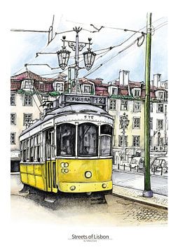 Lissabon Poster 2 - Tram van Yeon Yellow-Duck Choi