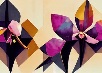 Cubist Flowers Geometry - Art Deco 1920 by Wolfsee