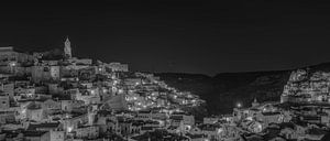 Matera - Skyline at night in black and white II