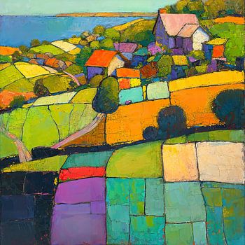 Abstrakte Landschaft Farbe | Mosaik Felder Horizont