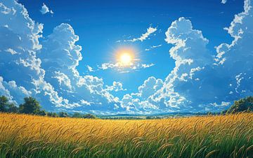 Goldene Felder unter einem strahlenden Himmel