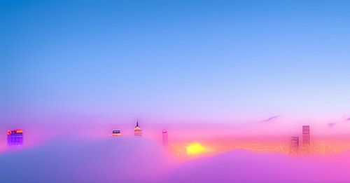 Romantic fog over the city