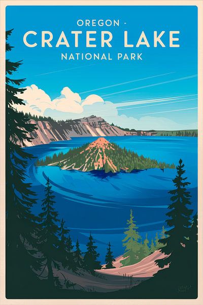 Crater Lake, Oregon Vintage Travel Poster von Poster Art Shop