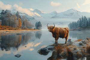 Bœuf des Highlands majestueux dans un cadre idyllique écossais sur Felix Brönnimann