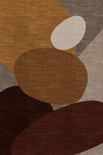 Moderne abstracte geometrische organische retrovormen in aardetinten: bruin, beige, taupe, wit, geel
