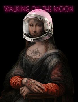 Mona Lisa geht auf dem Mond von Rene Ladenius Digital Art