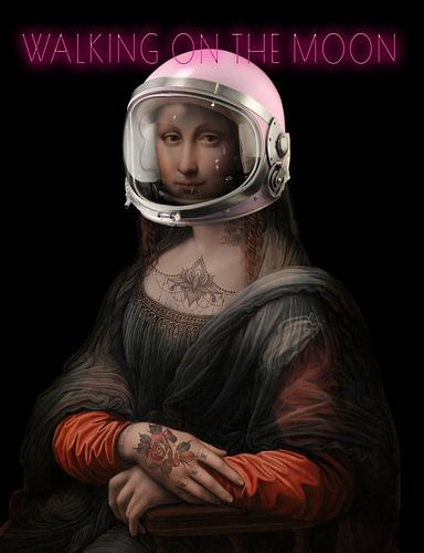 Mona Lisa Walking on the Moon by Rene Ladenius Digital Art