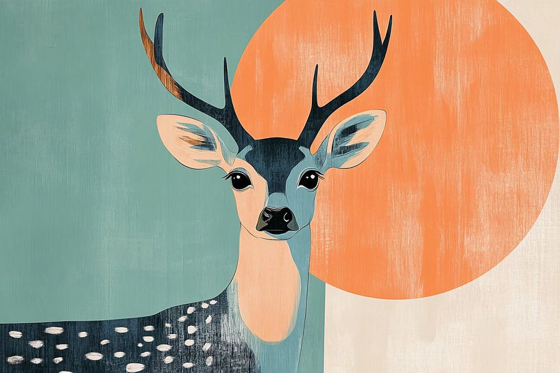 Deer in modern colourful design by Imperial Art House