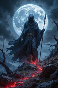 Dark Fantasy Wandbild: PYROPATH - Ein Grim Reaper auf dem Weg des Feuers