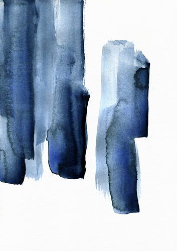 Indigo 8 Minimal Waterverf Penseelstreek Abstract