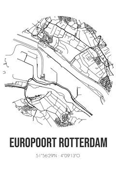 Europoort Rotterdam (Zuid-Holland) | Landkaart | Zwart-wit van MijnStadsPoster