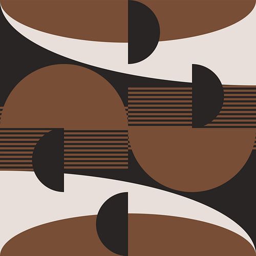 Retro golven. Moderne abstracte geometrische kunst in bruin, wit, zwart nr. 5