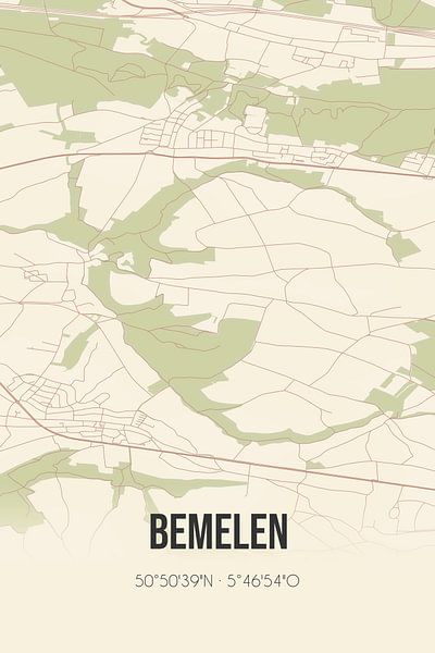 Vintage map of Bemelen (Limburg) by Prints of Place