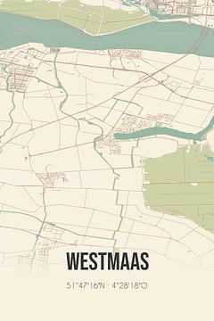 Vintage landkaart van Westmaas (Zuid-Holland) van Rezona