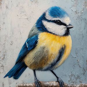 Blaumeise auf einem Ast (Acryl)