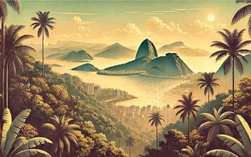 Vintage Brazil, Rio de Janeiro Tropics Poster by Chromatic Fusion Studio