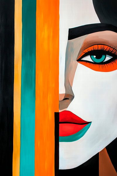Moderne Gesichtshälfte mit Farben von Poster Art Shop