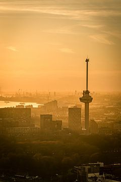 Euromast in Rotterdam bei Sonnenuntergang über der Maas von Sjoerd van der Wal Fotografie