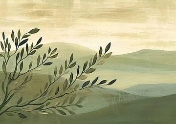 Paysage abstrait - collines d'oliviers sur Art Merveilleux