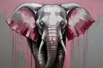Die rosa Akzente eines majestätischen Elefanten von De Muurdecoratie