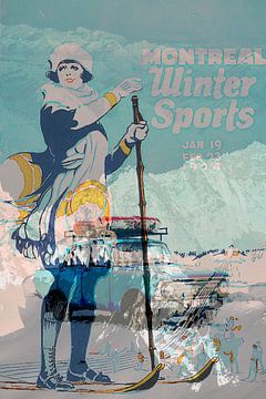 Vintage reclame poster voor wintersport