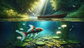 Oase van rust in het ochtendlicht van artefacti