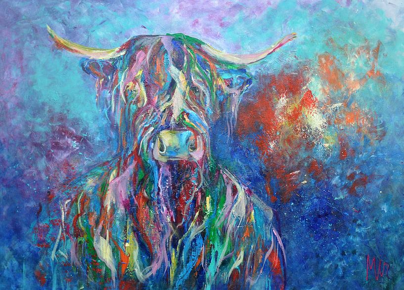 Schottischer Highlander in Blau von Kunstenares Mir M. Kolkman van der Klip