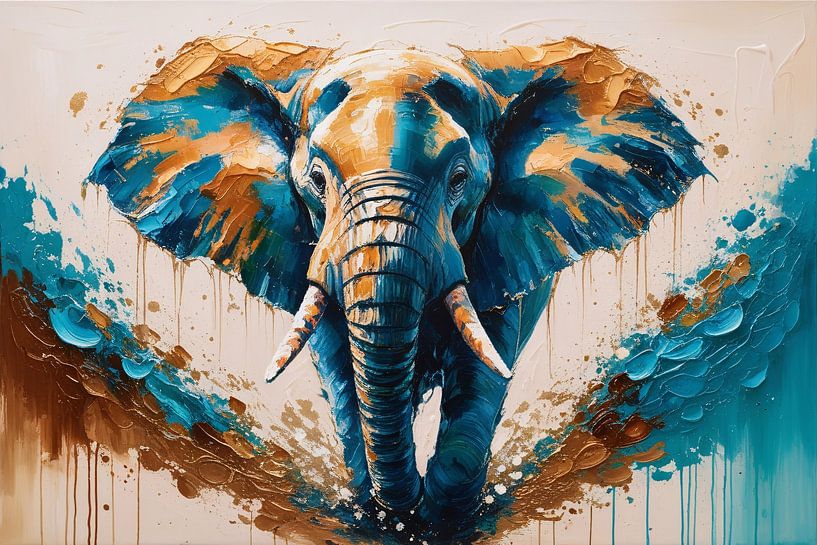 Lively abstract elephant painting by Art & Soul Creations
