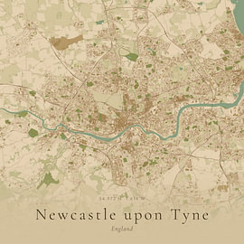 Vintage map of Newcastle upon Tyne, United Kingdom by Prints of Place