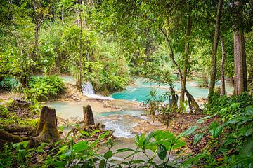 View through the Kuang Si Falls, Laos by Rietje Bulthuis