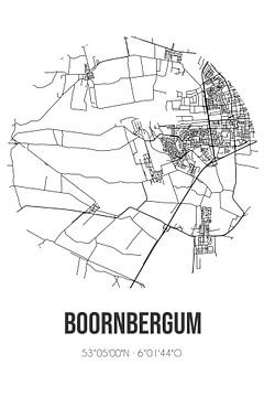 Boornbergum (Fryslan) | Karte | Schwarz und Weiß von Rezona