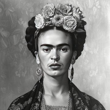 Frida Poster Black and White by Niklas Maximilian