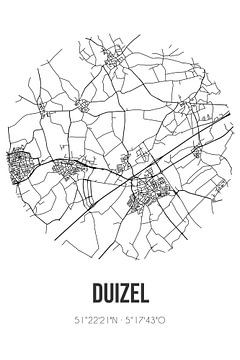 Duizel (Noord-Brabant) | Landkaart | Zwart-wit van MijnStadsPoster