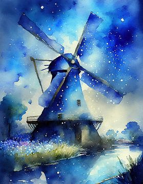 Delfter Mühle blau von Loutje fotografie & styling