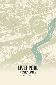Vintage landkaart van Liverpool (Pennsylvania), USA. van Rezona
