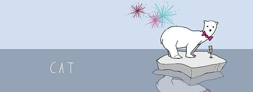 Polar bear with champagne