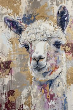 Malerei Llama Gold von Kunst Laune