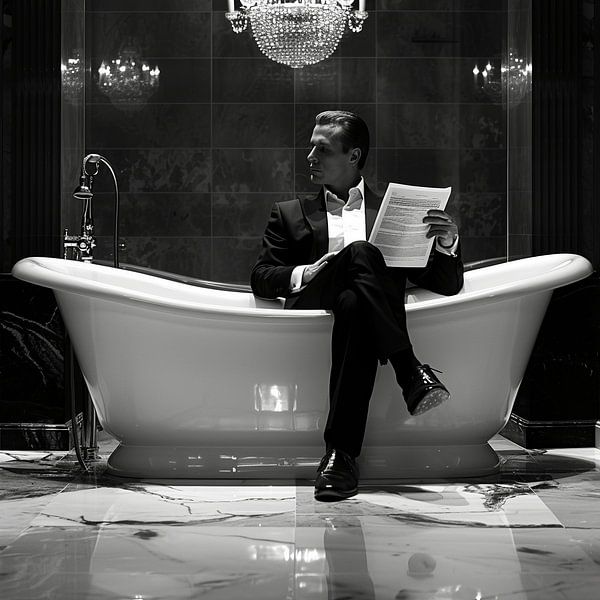 A Sunday Bath and the Newspaper by Karina Brouwer