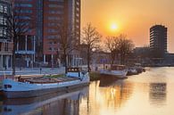 Coucher de soleil sur le Zuiderhaven à Groningen par Evert Jan Luchies Aperçu