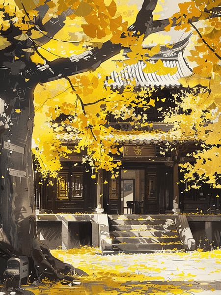 herfst Japan ginkgo boom pagode trap natuur licht schaduw contrast van gm_designs