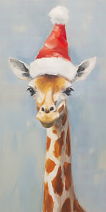 Giraffe mit Weihnachtsmannmütze