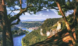 Panorama Foto von der Elbe in Bad Schandau - Bastei von Jakob Baranowski - Photography - Video - Photoshop