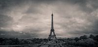 De Eiffeltoren in Parijs - zwartwit van Toon van den Einde thumbnail