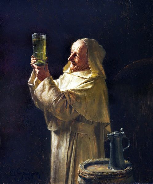 Kellermeister mit weißer Kutte, EDUARD VON GRÜTZNER, 1883 von Atelier Liesjes