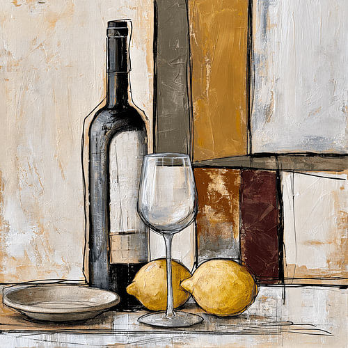 A bottle of wine and lemons – Mediterranean tranquillity