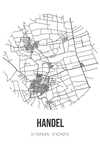 Handel (Noord-Brabant) | Map | Black and white by Prints of Place
